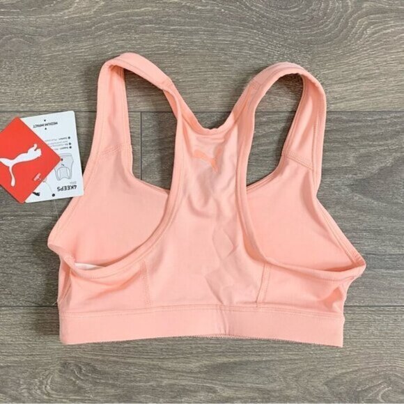 PUMA 4Keeps Sports Bra Cropped Tank Top Peach Bud Medium support Racerback XS - Picture 11 of 13